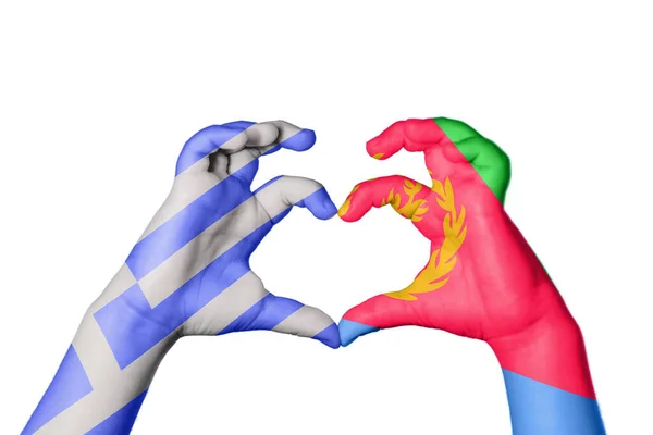Greece Eritrea Heart Hand Gesture Making Heart Clipping Path — Stock Photo, Image
