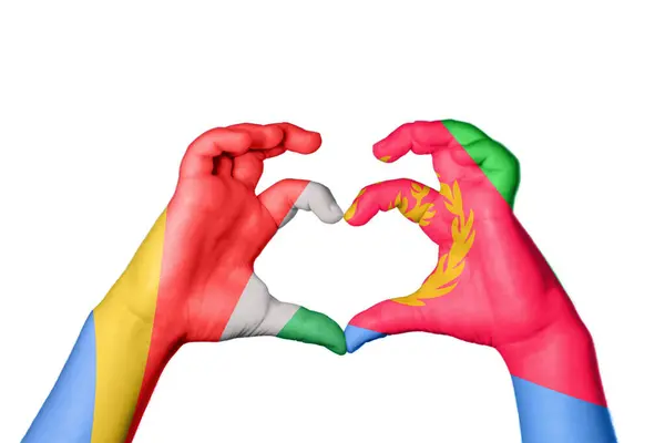 Seyşeller Eritre Kalbi Hareketi Kalp Yapma Kırpma Yolu — Stok fotoğraf