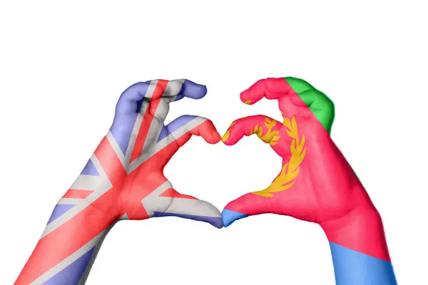 Reino Unido Eritreia Coração Gesto Mão Fazendo Coração Clipping Path — Fotografia de Stock
