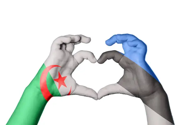 Algeria Estonia Heart Hand Gesture Making Heart Clipping Path — Stock Photo, Image