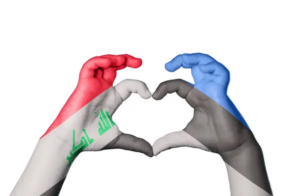伊拉克爱沙尼亚心 手的姿势 收割之路 — 图库照片