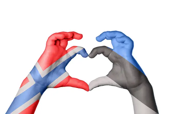 Norway Estonia Heart Hand Gesture Making Heart Clipping Path — Stock Photo, Image