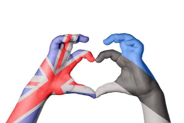 Reino Unido Estónia Coração Gesto Mão Que Faz Coração Clipping — Fotografia de Stock