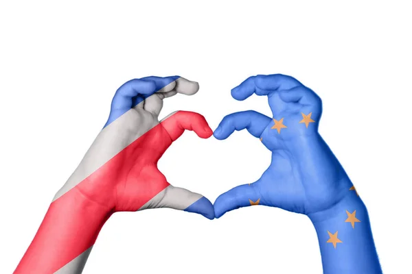 Costa Rica European Union Heart Hand Gesture Making Heart Clipping — Stock Photo, Image