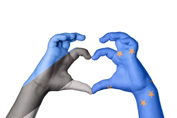 Estonia European Union Heart Hand Gesture Making Heart Clipping Path — Stock Photo, Image