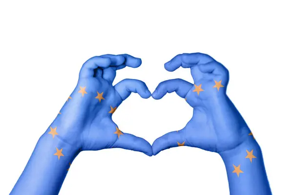 Європейський Союз Європейський Союз Серце Жест Рук Робить Серце Відсікаючи — стокове фото