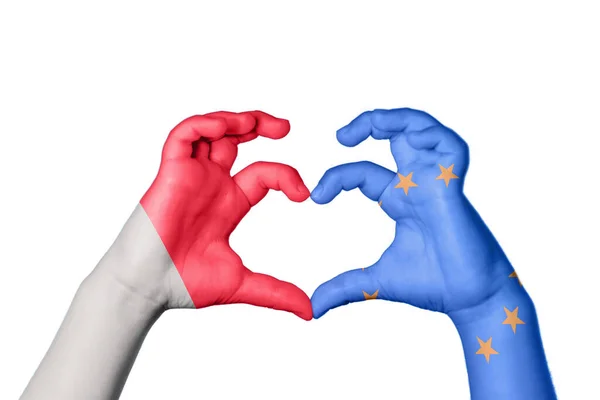 Malta European Union Heart Hand Gesture Making Heart Clipping Path — Stock Photo, Image