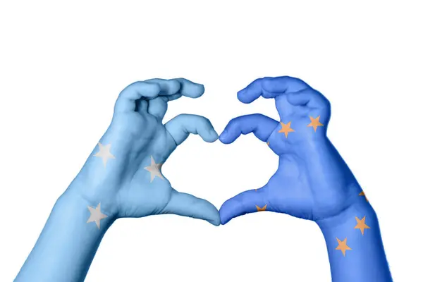 Micronésia União Europeia Coração Gesto Mão Que Faz Coração Clipping — Fotografia de Stock