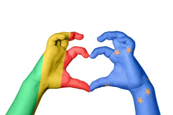 República Congo União Europeia Coração Gesto Mão Que Faz Coração — Fotografia de Stock
