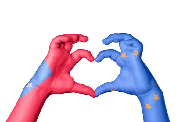 Samoa União Europeia Coração Gesto Mão Que Faz Coração Clipping — Fotografia de Stock