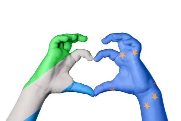 Sierra Leone Hart Van Europese Unie Handgebaar Maken Hart Knippad — Stockfoto