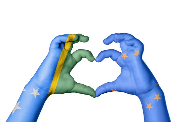 Salamon Szigetek Európai Unió Szív Kézmozdulatok Készítése Szív Vágási Útvonal — Stock Fotó