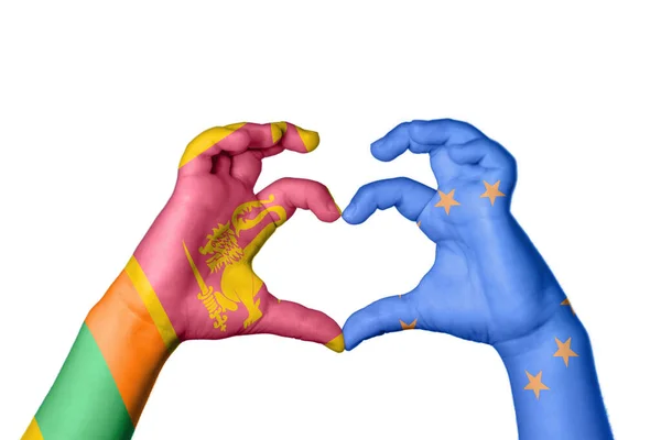 Sri Lanka União Europeia Coração Gesto Mão Que Faz Coração — Fotografia de Stock
