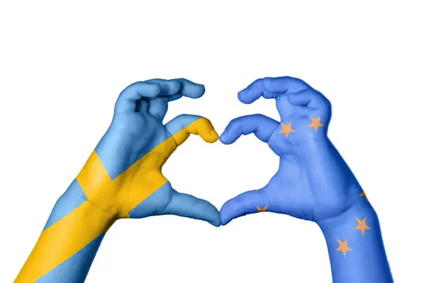 Sveç Avrupa Birliği Kalbi Hareketi Kalp Yapma Kırpma Yolu — Stok fotoğraf