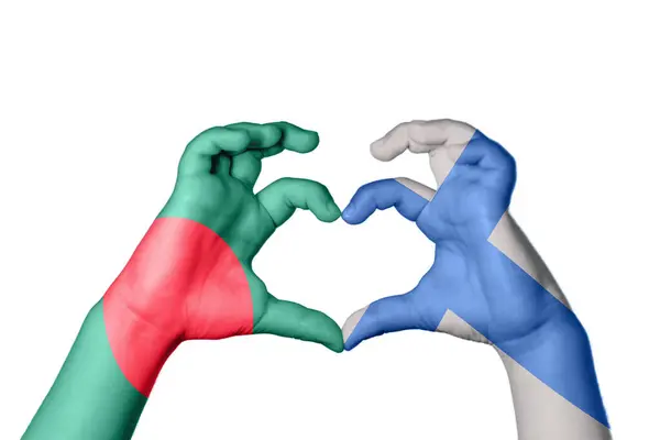 Bangladesh Finland Heart Hand Gesture Making Heart Clipping Path — Stock Photo, Image