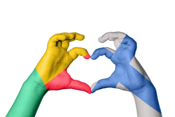 Benin Finland Heart Hand Gesture Making Heart Clipping Path — Stock Photo, Image