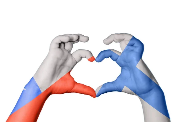 Chile Finland Heart Hand Gesture Making Heart Clipping Path — Stock Photo, Image