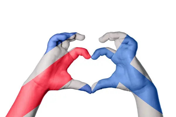 Costa Rica Finland Heart Hand Gesture Making Heart Clipping Path — Stock Photo, Image