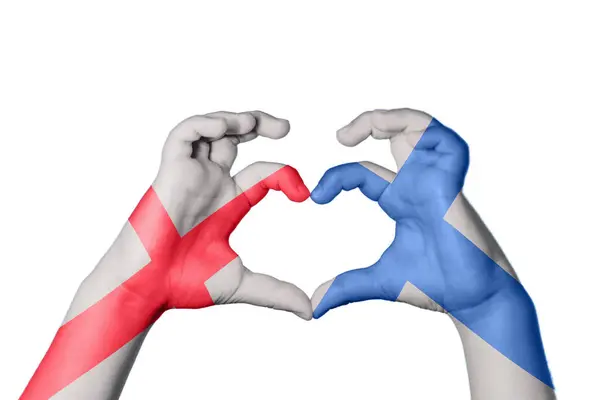 Англия Finland Heart Hand Gesture Making Heart Clipping Path — стоковое фото