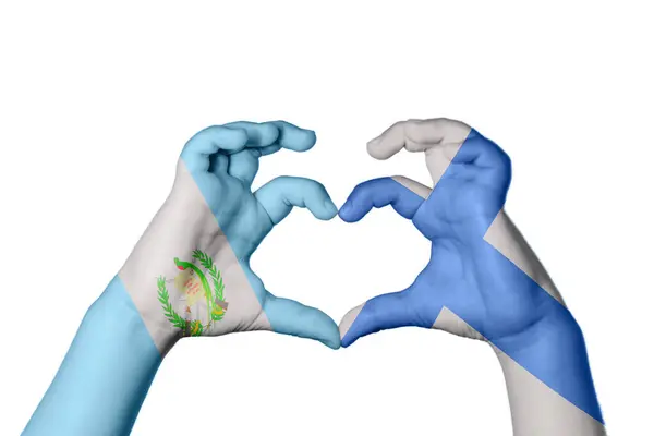 Gwatemala Finlandia Serce Ręki Gest Podejmowania Serca Ścieżka Clipping — Zdjęcie stockowe