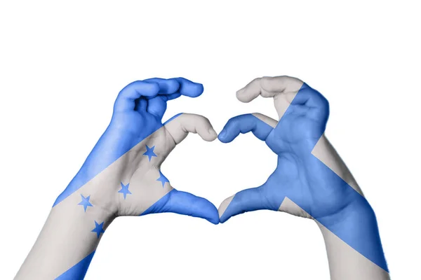Honduras Finnland Herz Handbewegung Die Herz Macht Clipping Path — Stockfoto