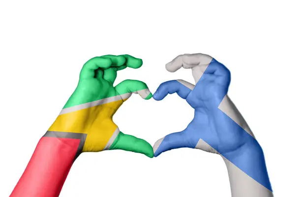 Guiana Finlândia Coração Mão Gesto Fazendo Coração Clipping Path — Fotografia de Stock