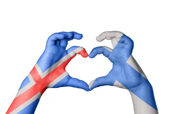 アイスランド フィンランド心臓 ハンドジェスチャー作り心臓 クリッピングパス — ストック写真