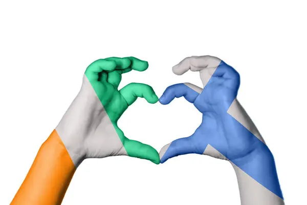 Ivory Coast Finland Heart Hand Gesture Making Heart Clipping Path — Stock Photo, Image