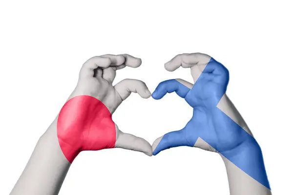 Japan Finland Heart Hand Gesture Making Heart Clipping Path — Stock Photo, Image