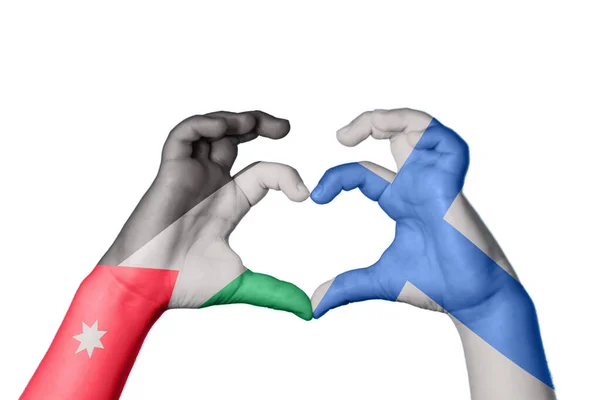 Jordan Finland Heart Hand Gesture Making Heart Clipping Path — Stock Photo, Image
