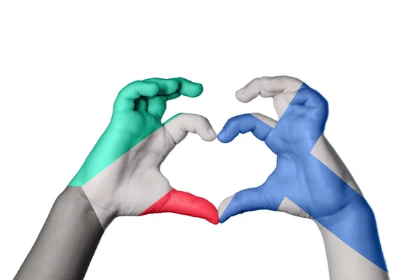 Kuwait Finland Heart Gerakan Tangan Membuat Jantung Jalan Clipping — Stok Foto