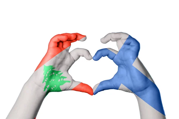 Libanon Finnország Szív Kézmozdulatok Készítése Szív Vágási Útvonal — Stock Fotó