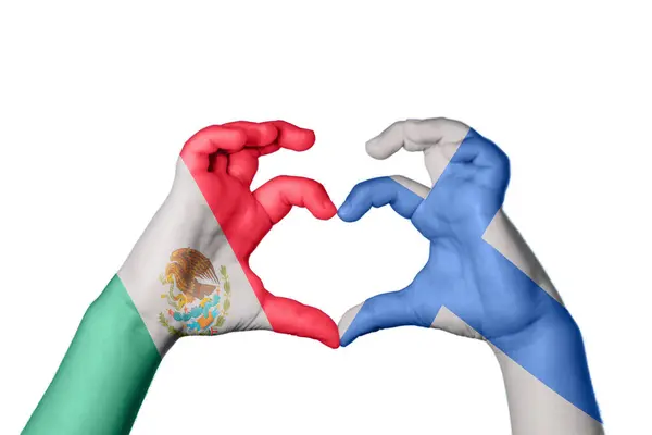 Meksyk Finlandia Serce Ręki Gestem Podejmowania Serca Ścieżka Clipping — Zdjęcie stockowe