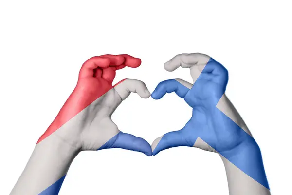 Nederländerna Finland Heart Handgest Som Gör Hjärtat Klippväg — Stockfoto