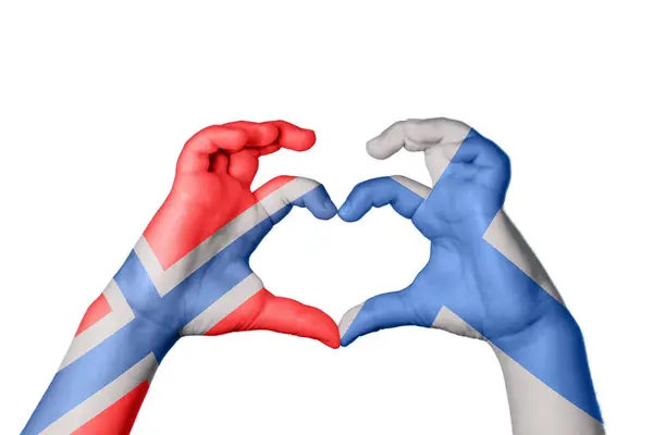 Norsko Finsko Srdce Ruční Gesto Dělat Srdce Ořezávání Stezka — Stock fotografie