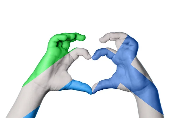 Sierra Leone Finland Heart Hand Gesture Making Heart Clipping Path — Stock Photo, Image