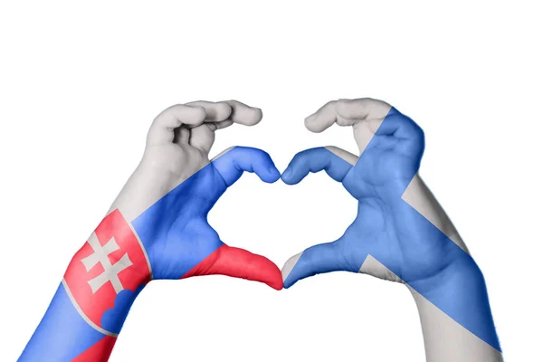 Słowacja Finlandia Serce Ręki Gestu Podejmowania Serca Ścieżka Clipping — Zdjęcie stockowe