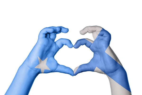 Somalia Finland Heart Hand Gesture Making Heart Clipping Path — Stock Photo, Image