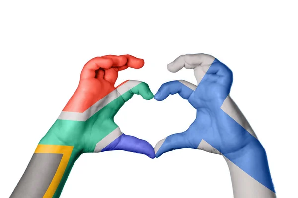 Dél Afrika Finnország Szív Kézmozdulatok Készítése Szív Vágási Útvonal — Stock Fotó