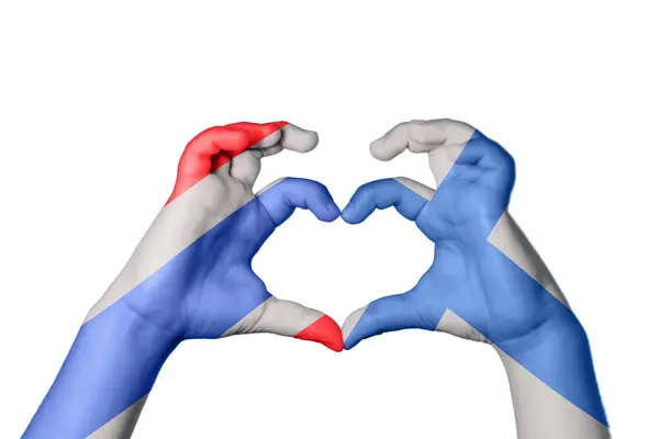Thailand Finland Heart Hand Gesture Making Heart Clipping Path — Stock Photo, Image