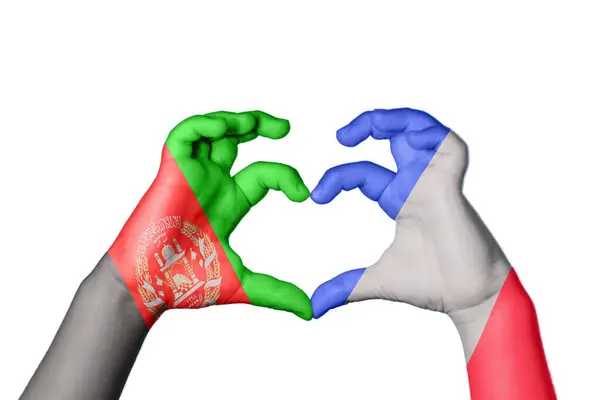 Afeganistão França Coração Gesto Mão Fazendo Coração Clipping Path — Fotografia de Stock