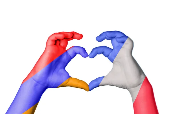 Armenien Frankreich Herz Handbewegung Die Herz Macht Clipping Path — Stockfoto