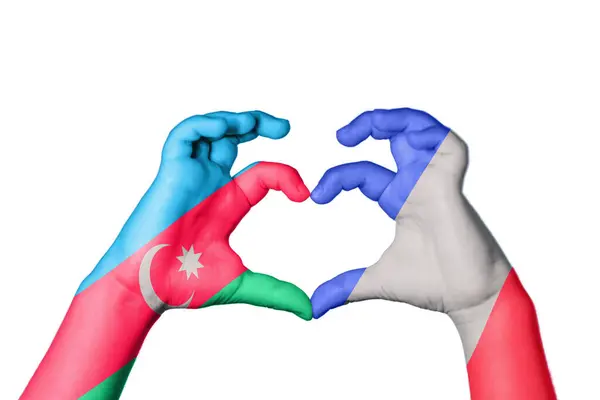 Azerbaycan Fransa Kalbi Hareketi Kalp Yapma Kırpma Yolu — Stok fotoğraf
