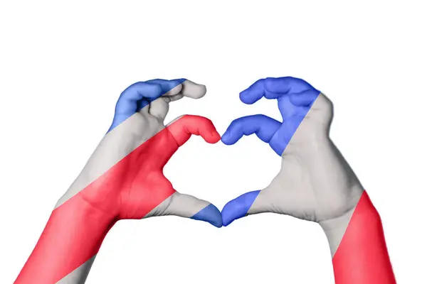 Costa Rica France Heart Hand Gesture Making Heart Clipping Path — Stock Photo, Image