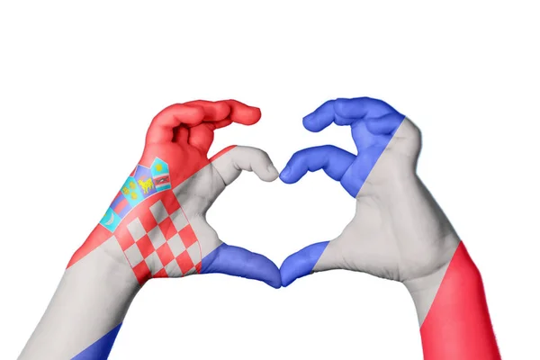 Kroatien Frankreich Herz Handgeste Macht Herz Clipping Path — Stockfoto