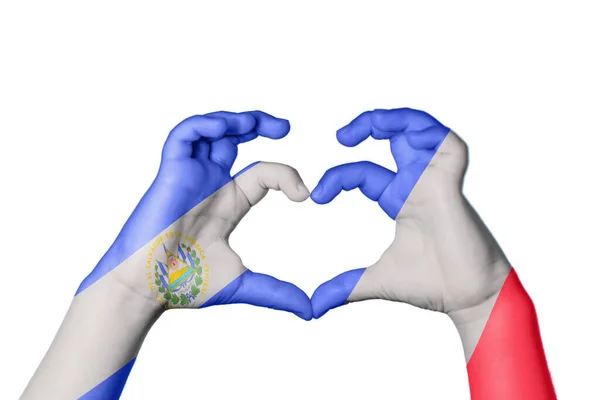 Σαλβαδόρ Γαλλία Καρδιά Χέρι Χειρονομία Κάνοντας Καρδιά Ψαλίδισμα Μονοπάτι — Φωτογραφία Αρχείου