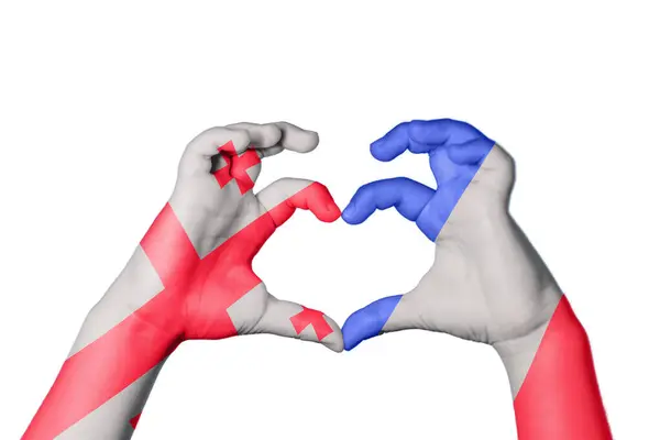 Грузія Франція Серце Жест Рук Робить Серце Відсікаючи Шлях — стокове фото