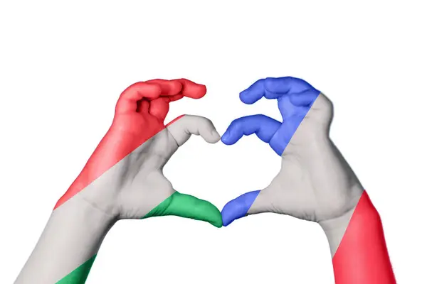 Węgry Francja Serce Gest Ręczny Serca Ścieżka Klipu — Zdjęcie stockowe