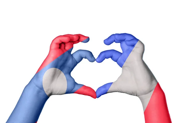 Laos Frankreich Herz Handbewegung Die Herz Macht Clipping Path — Stockfoto