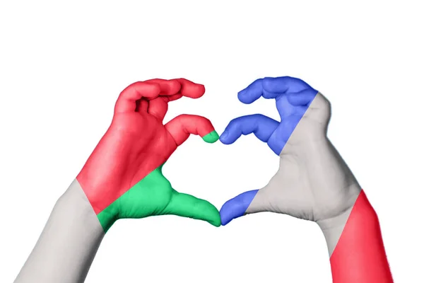 Madagaskar Frankreich Herz Handbewegung Die Herz Macht Clipping Path — Stockfoto